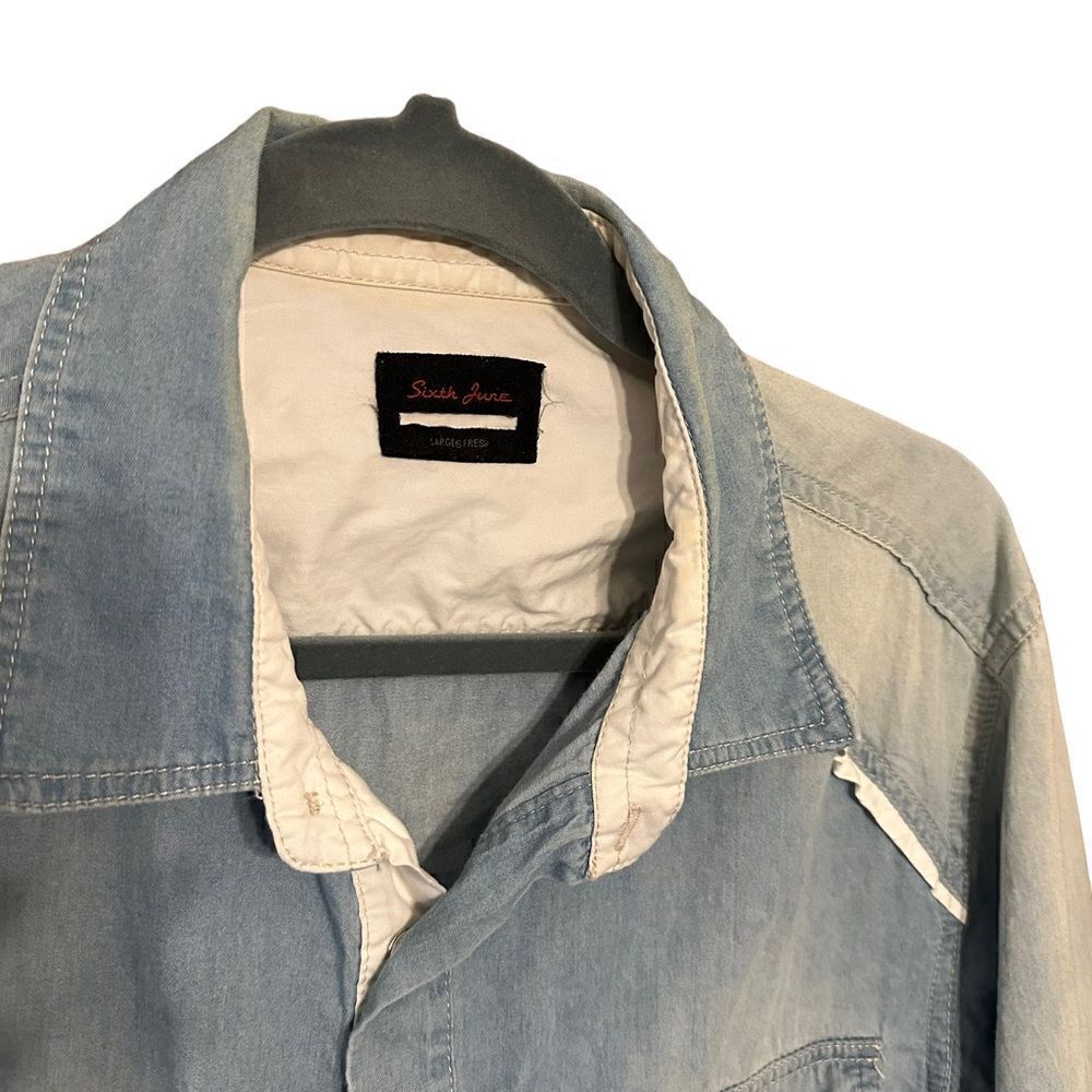 Sixth June bleached out denim chambray shirt - Picture 3 of 12
